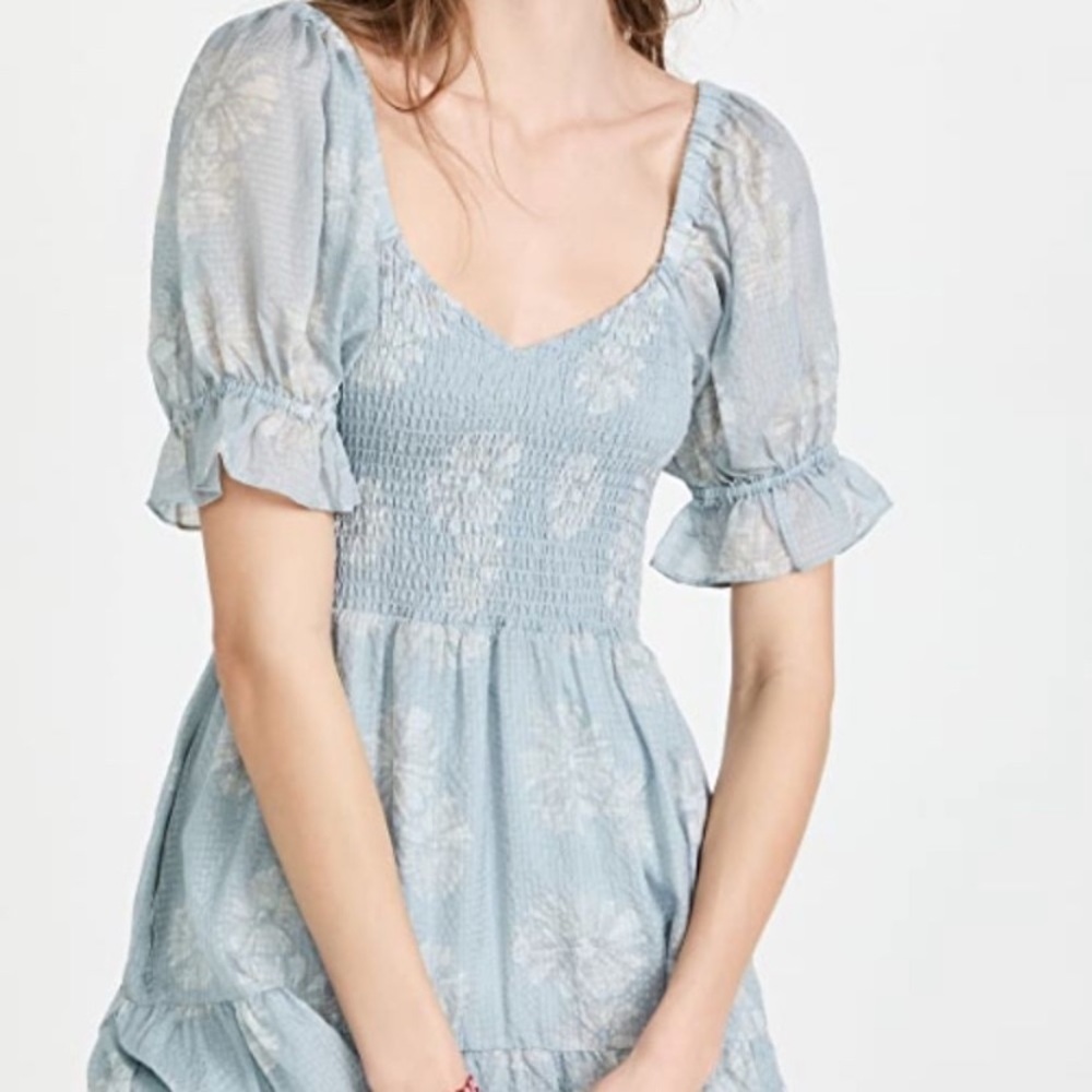 Madewell Silk Lucie Smocked Mini Dress in Moody Blue